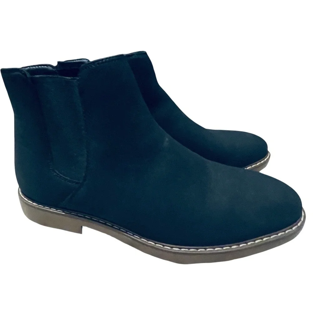 Mens Black‎ Faux Suede Chelsea Boots Elastic Gore Pull On Ankle Boots